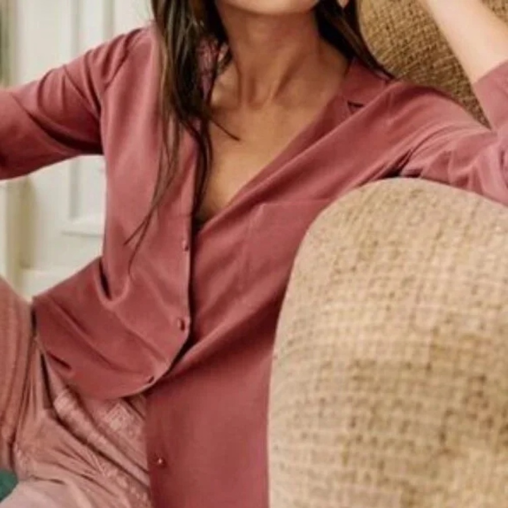 Sezane Florence Silk Blouse - Rosewood